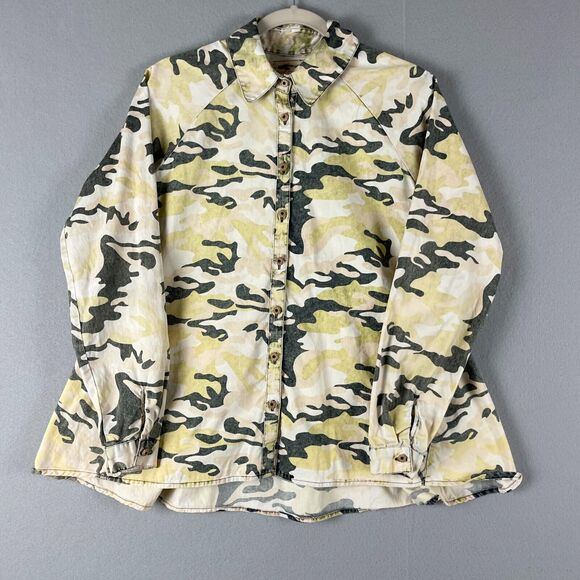 Free People Tops - Free People x Artisan De Luxe Camo Print Top Womens Small Grunge Boho Army